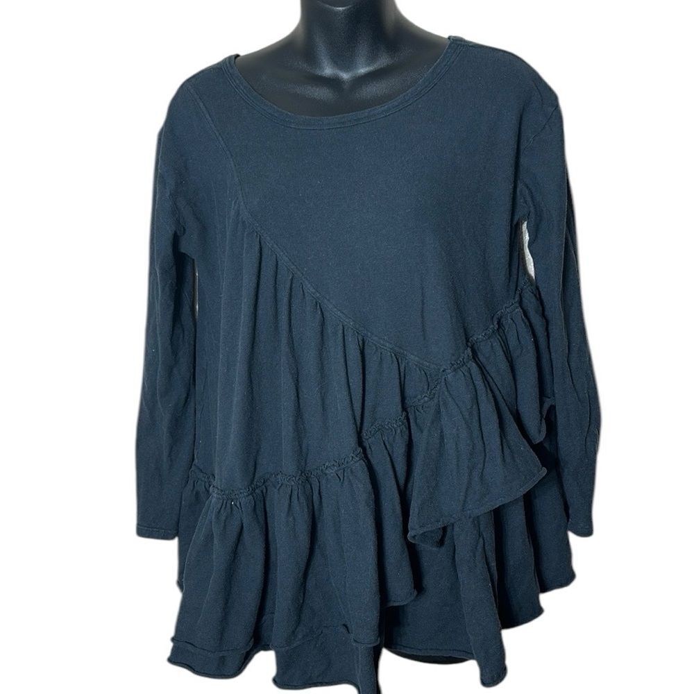 Free people beach oversized Lagenlook tiered ruffleβlong sleeve blackβ xs